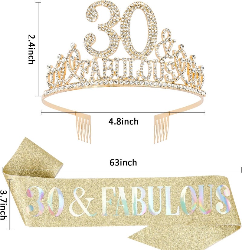 Hapdoo 30th Birthday Crown & Tiara Set - Fabulous Decorations for Women - Happy 30th - Image 3